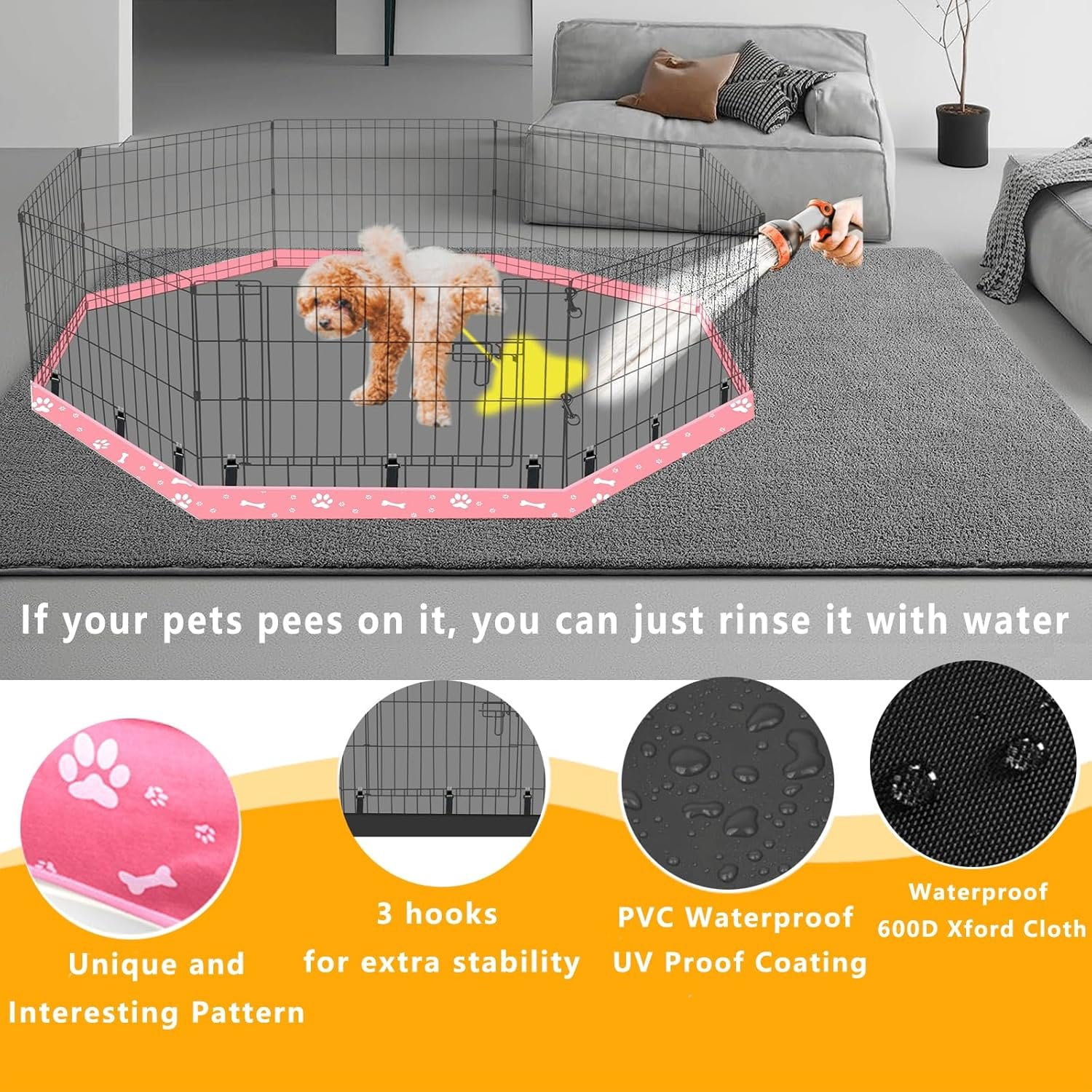 Playpen Bottom Pad Fits for 24 Inch 8 Panels Regular Octagon Metal Exercise Pet Playpen,  Crate Pad Puppy Playpen Pad. (Note: Playpen Not Included) -