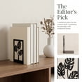 thumbnail image 2 of Unique Bargains Decorative Non-Skid Hollow-out Metal Bookends for Home Black Square 4.7"x3.5"x7", 2 of 6