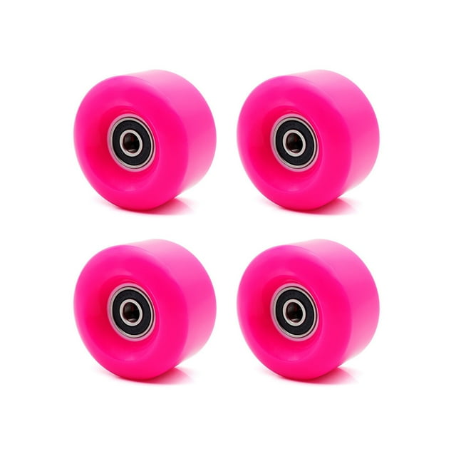 fastboy 4 Pcs Roues de Remplacement pour Patins à Roulettes Accessoires Modifiés Roues Épaisses pour Patins à Roulettes avec Roulements Accessoire de Sport Rose Rouge
