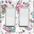 thumbnail image 1 of Metal Light Switch Wall Plate Outlet Cover (4 Mermaids Unicorn Cat Bubble Glitter Print Pastel - Double Rocker), 1 of 2