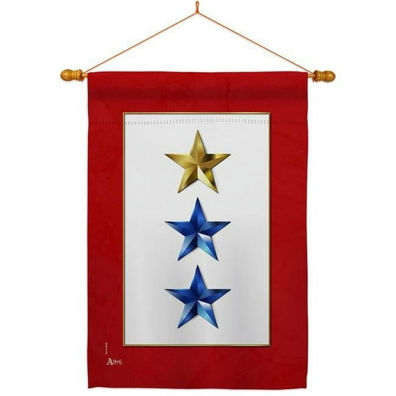 Americana Home & Garden HS141086-BO-03 28 x 40 in. Gold & Two Blue Stars House Flag Set Armed Forces Military Service Double-Sided Decorative Vertical Flags & Decoration Banner Garden Yard Gift