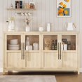thumbnail image 1 of 55" Large Buffet Cabinet with Storage, Modern Rustic Farmhouse Sideboard with Glass Doors, Farmhouse Storage Cabinet Table for Kitchen Dining Room, Living Room, 1 of 8