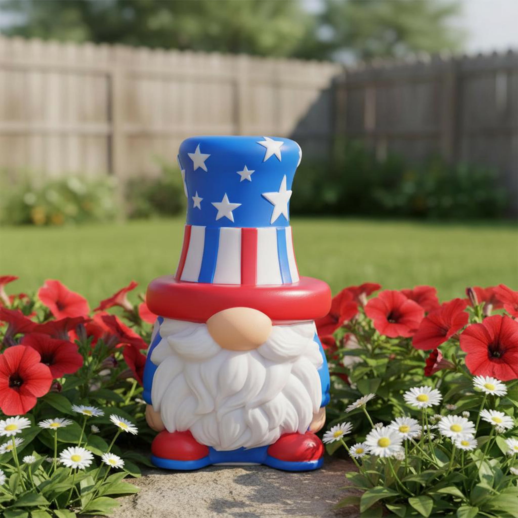 Lighted Blow Mold Gnome Decoration, Red/White/Blue, 14.25", Patriotic by Way To Celebrate