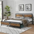thumbnail image 2 of SYNGAR Rustic Brown Iron Platform Bed Frame King Size with Vintage Headboard and Footboard, Industrial Metal King Bed Frame with Strong Slat Support, 2 of 13