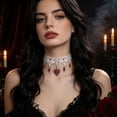thumbnail image 3 of Gothic Lace Choker Necklace for Women, Vintage Red Black Pendant Necklace, Punk Style Hollowed Out Layer Vampire Necklace, Versatile Halloween Accessory for Goth and Alternative Fashion, 3 of 5