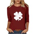 thumbnail image 2 of RKSTN Valentine's Gifts Women's 3/4 Sleeve T Shirts Top Oversized Crewneck Valentines Graphic Print Short Sleeve Shirt Womens Casual Solid Round Neck Loose Three Quarter Sleeve Shirt Spring Clothes, 2 of 7