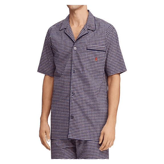 Polo Ralph Lauren Men's Short Sleeve Stretch Woven PJ Top Allen Plaid/Red, XL