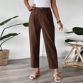 thumbnail image 4 of ClodeEU Women's High Waisted Elastic Waist Tapered Cropped Pants,Casual Trousers with Pockets Coffee,Women's Plus XXXL, 4 of 8