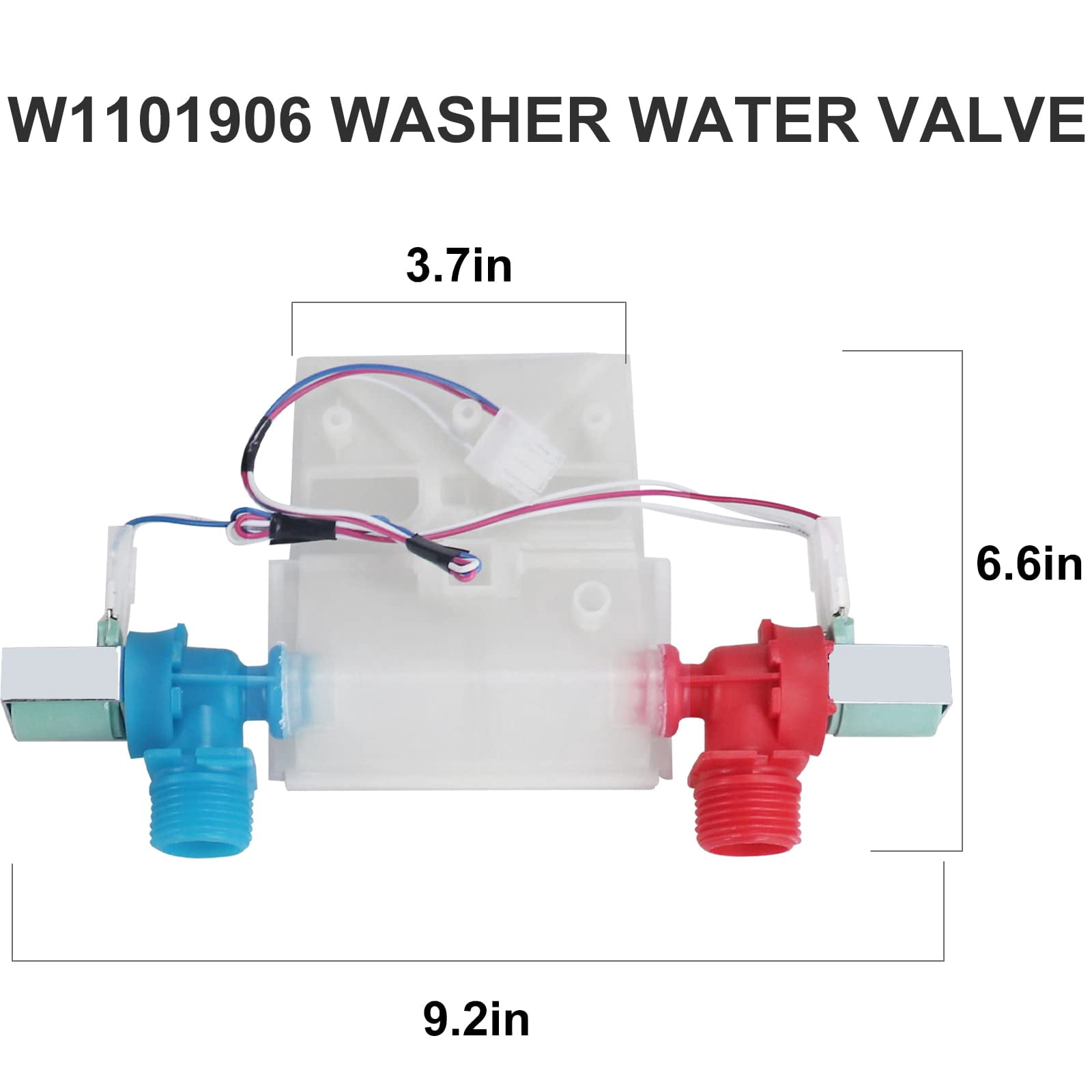 W11101906 W11210463 Washer Water Inlet Valve, Replaces For W10701461 W10883458 W10869803 W11038696 AP6329219, Compatible with Whirl.pool Am.ana Cro.sley May.tag
