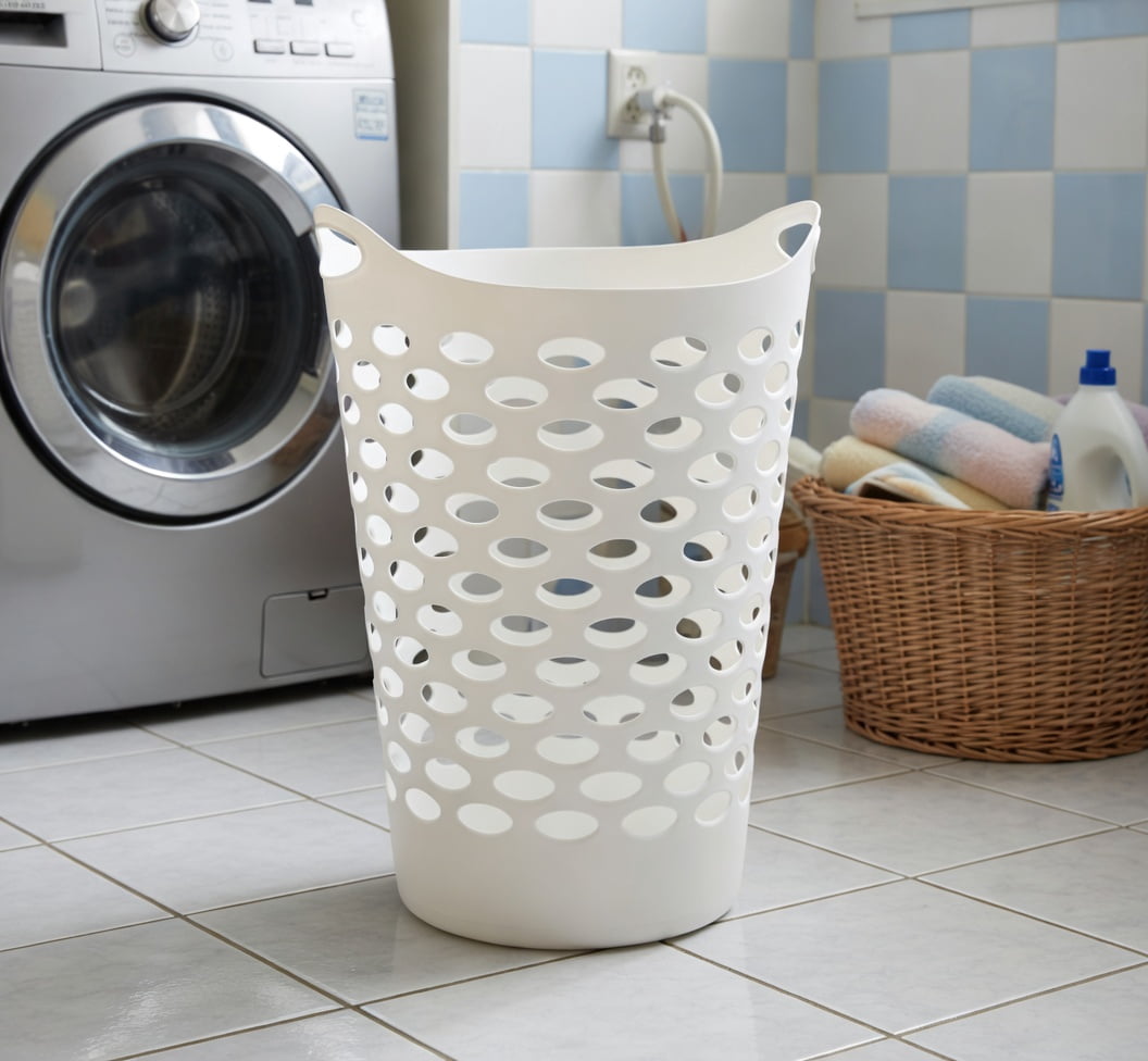 2-Pack 70.48 L Tall Plastic Laundry Basket Hamper with Ventilation Holes and Handles - White