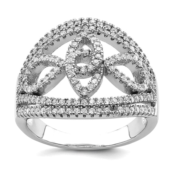 925 Sterling Silver Rhodium Plated Cubic Zirconia Micro Pave Fancy Ring Size 6 Ring for Women