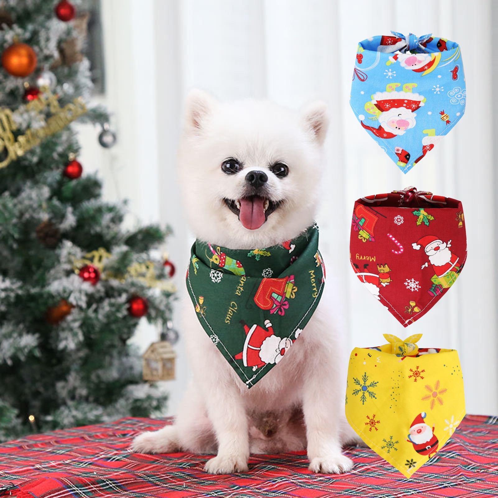 Christmas Trees Milti Color Christmas Tree Dog Bandana/ Over the Collar Bandana/ Pet Bandana/ Pet Gift