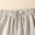 thumbnail image 4 of VISALY Linen Shorts Women, Pleated Shorts, Women's Summer Thin Linen Shorts Female Retro Hollow Lace Elastic Waist Casual Pants Womens Shorts Casual Elastic Waisted, 1 Pack Shorts for Women, Grey, M, 4 of 9