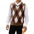 thumbnail image 2 of Langwyqu Argyle Pattern Men V-Neck Sleeveless Knit Sweater Vest Pullover, 2 of 4