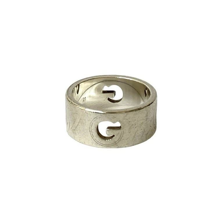 Pre-Owned GUCCI G Logo Cutout Ring, 925 Sterling Silver, Men's