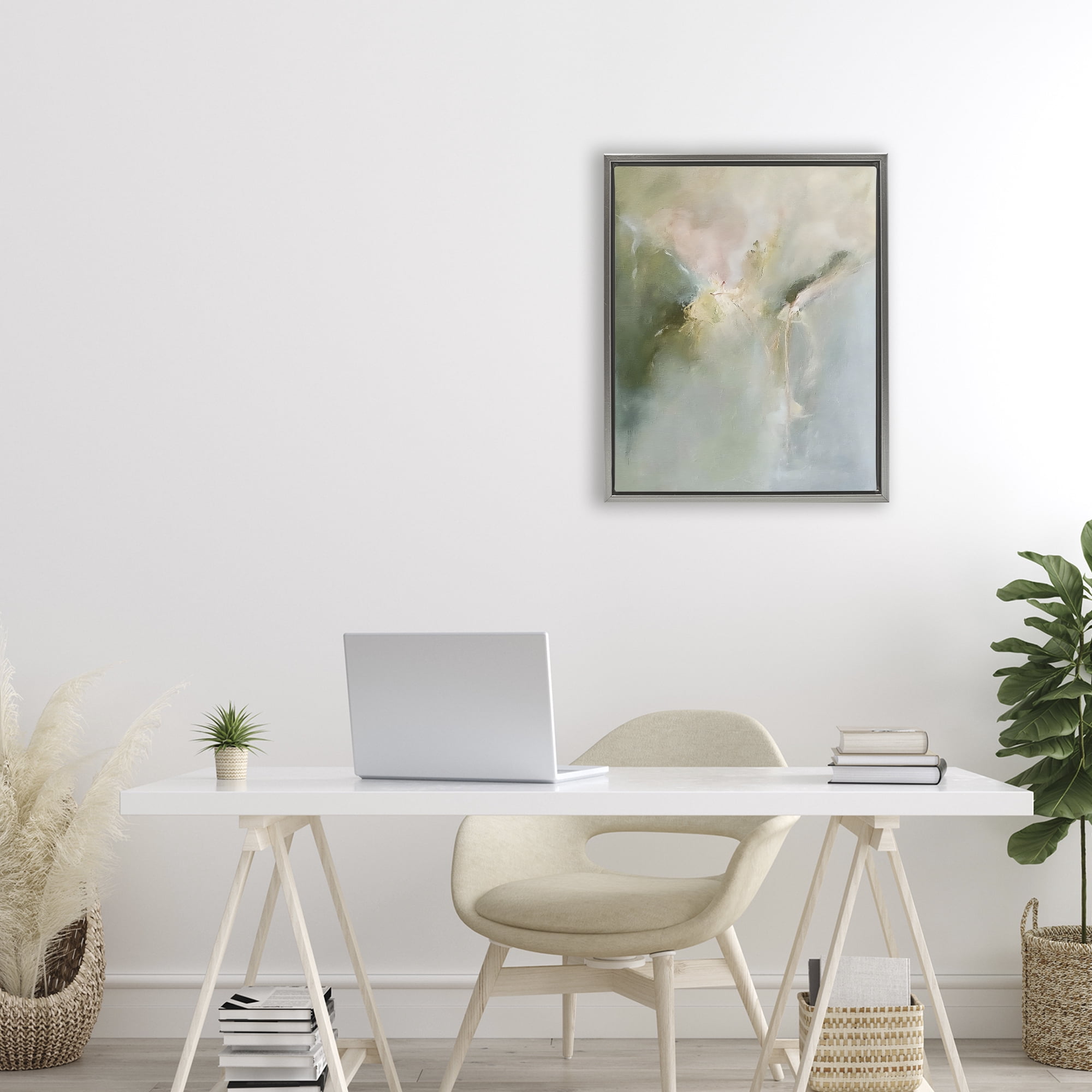 Stupell Industries Ethereal Brushwork Harmony Gray Framed Floater Canvas Wall Art, design by Riley B
