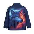 thumbnail image 5 of Uorisanigo Girls Half Zip Cropped Pullover Sweatshirt Oversized Blue Red Fire Wolf Long Sleeve Lapel Zipper Sweatshirts Drop Shoulder Pullover Shirt Top Lightweight Athletic Tops, 5 of 7