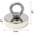 thumbnail image 5 of Neodymium magnet 140 kg force diameter 60 mm, magnets with powerful lifting rings for industry and science, magnetic fishing, 5 of 5