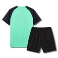 thumbnail image 5 of Miluxas Ensemble de Shorts Athlétiques pour Garçons - 2 Pcs T-Shirt de Performance Léger à Manches Courtes et Shorts de Course pour Garçons Vert 2TP(2TP), 5 of 5