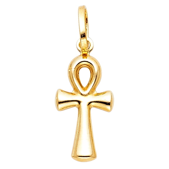 14k Yellow Gold High Polish Ankh Pendant Egyptian Ancient Bow Charm Jewelry Female Unisex
