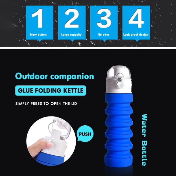 Botella plegable de 500 ML, ligera, a prueba de fugas, para viajes, Camping, senderismo, elementos esenciales