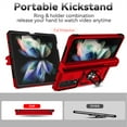 thumbnail image 3 of Heavy Duty Armor Case for Samsung Galaxy Z Fold 4, Rugged PC Soft TPU Military Grade Shockproof Metal Magnetic Car Mount Shockproof Cover with Camera Lens Sliding Ring Holder Bracket Case,Red, 3 of 8