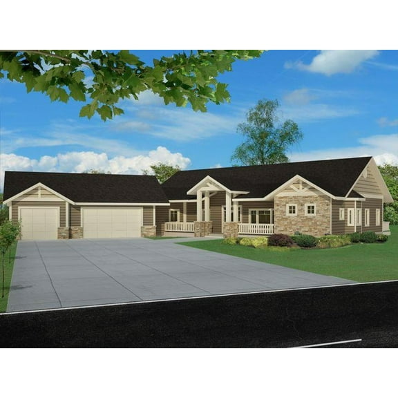 001-3549: Craftsman 4 Bed, 4 Bath Luxury Home Plan, 4405 Sq Ft: Full Blueprints with License to Build by Home Plan Marketplace - Lesuto