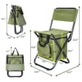 thumbnail image 4 of Super Joy Folding Portable Camping Fishing Chair with Oversized Cooler Bag Indoor Outdoor, Green, 4 of 6