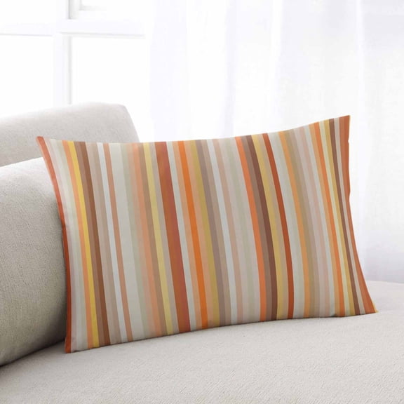 Orange Yellow Brown Throw Pillow Cover Case,Couch Sofa Bed Pillowcase,Soft Decorative Lumbar Pillow Protector,Colorful Vertical Stripes Abstract Geometric 12x20Inch Pillow Shams with Zipper