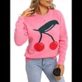 thumbnail image 3 of Suéteres de Punto Gruesos y Bonitos para Mujer, Modernos, con Estampado de en 3D, para Otoño e Invierno, Cálidos, con Cuello Redondo, Tops de Punto. Rosa M, 3 of 10