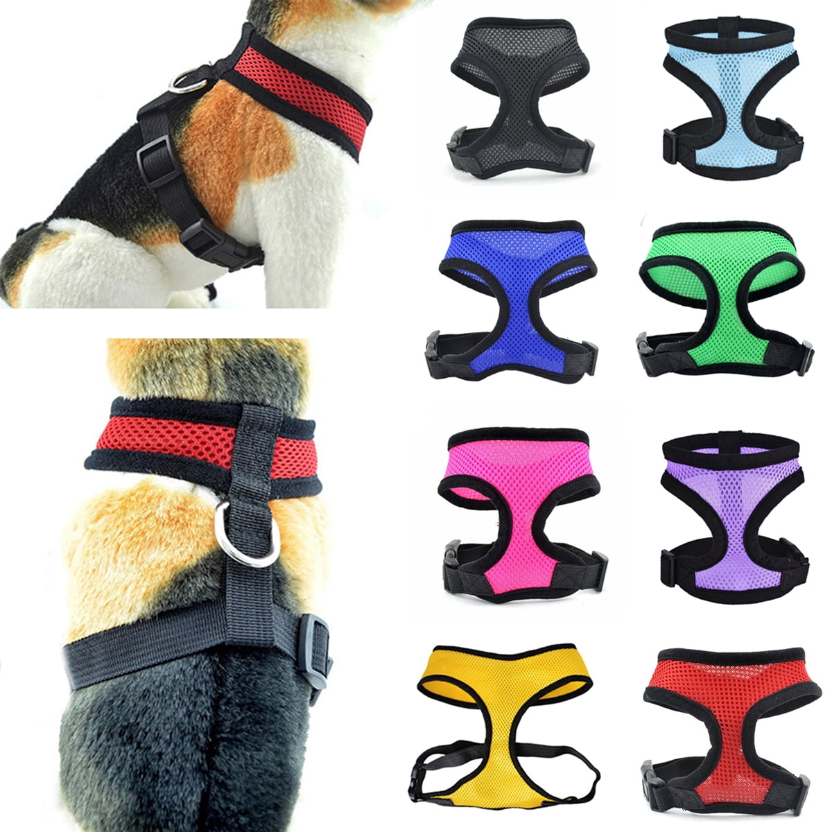 Mesh Soft Padded Dog Puppy Pet Harness 11 Colors 5 Sizes Comfortable Breathable 