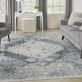 thumbnail image 5 of 9' x 12' Blue and Ivory Oriental Power Loom Distressed Area Rug, 5 of 5