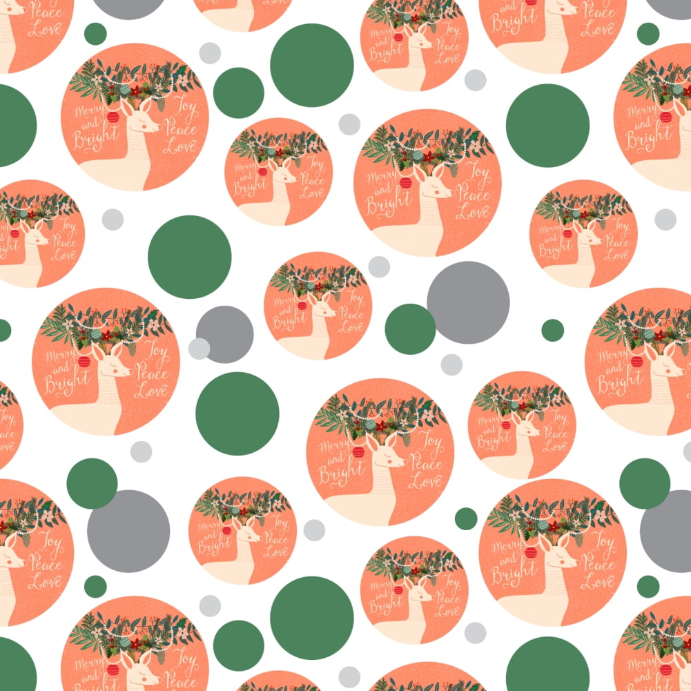 Christmas Deer Merry Bright Joy Peace Love Premium Gift Wrap Wrapping Paper Roll