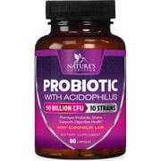 Probiotics - 50 Billion CFU per Capsule - 10 Strains & Prebiotics - Probiotics for Women & Men - Supports Digestive Gut Health, Bloating & Occasional Constipation - USA Bottled - 60 Capsules