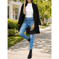 thumbnail image 4 of Women Classic Mid‑Length Lapel Coat Long Sleeve Button Front Casual Outer Coat, 4 of 6