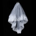 thumbnail image 1 of SUTENGDA 1PC Wedding Bridal Veil Sequins Lace Double Layer Insert Comb Veil Wedding Accessories (White), 1 of 10
