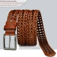 thumbnail image 5 of YOORAN Men's Leather Braided Belt Golf Belt 1 3/8" Braided Belt Casual Jeans with Gift Box, 5 of 6
