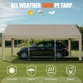 thumbnail image 6 of Walsunny 12x20 ft Carport with 4 Sandbags Heavy Duty Canopy with Roll-up Windows Portable Garage with Removable Sidewalls & Doors Car Canopy Khaki, 6 of 10