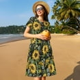 thumbnail image 4 of Rateoe Sunflowers Pattern Women’s Short Sleeve Dress – Casual Elegant Summer A-Line Dress for Everyday Wear, 4 of 6
