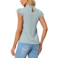 thumbnail image 3 of INSPIRE CHIC Women's Elegant Cap Sleeve Tie Neck Ruffle Collar Tops, 3 of 5