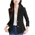 thumbnail image 4 of VSSSJ Womens Business Casual Blazer Classic Notch Lapel Button Long Sleeve Office Work Solid Color Suit Jacket Black XXXL, 4 of 7