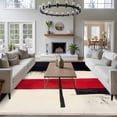 thumbnail image 4 of Red Black Color Block Area&nbsp;Rug 5x7ft Dark Style Non-Slip&nbsp;Washable Square&nbsp;Rugs Soft Felt Indoor Floor Mat for Bedroom Kitchen Living Room Bathroom, 4 of 9