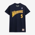 thumbnail image 2 of Men's Mitchell & Ness Baron Davis Navy Golden State Warriors Hardwood Classics Stitch Name & Number T-Shirt, 2 of 6
