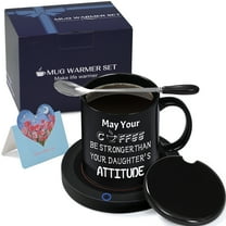 Gifts for Dad from Daughter - Black 11 fl oz Coffee Mugs Warmer Set, Auto Shut Off Smart Coaster, Dad Gifts, Fathers Day Gifts for Dad, Natubeau Mugs Smart Warmer