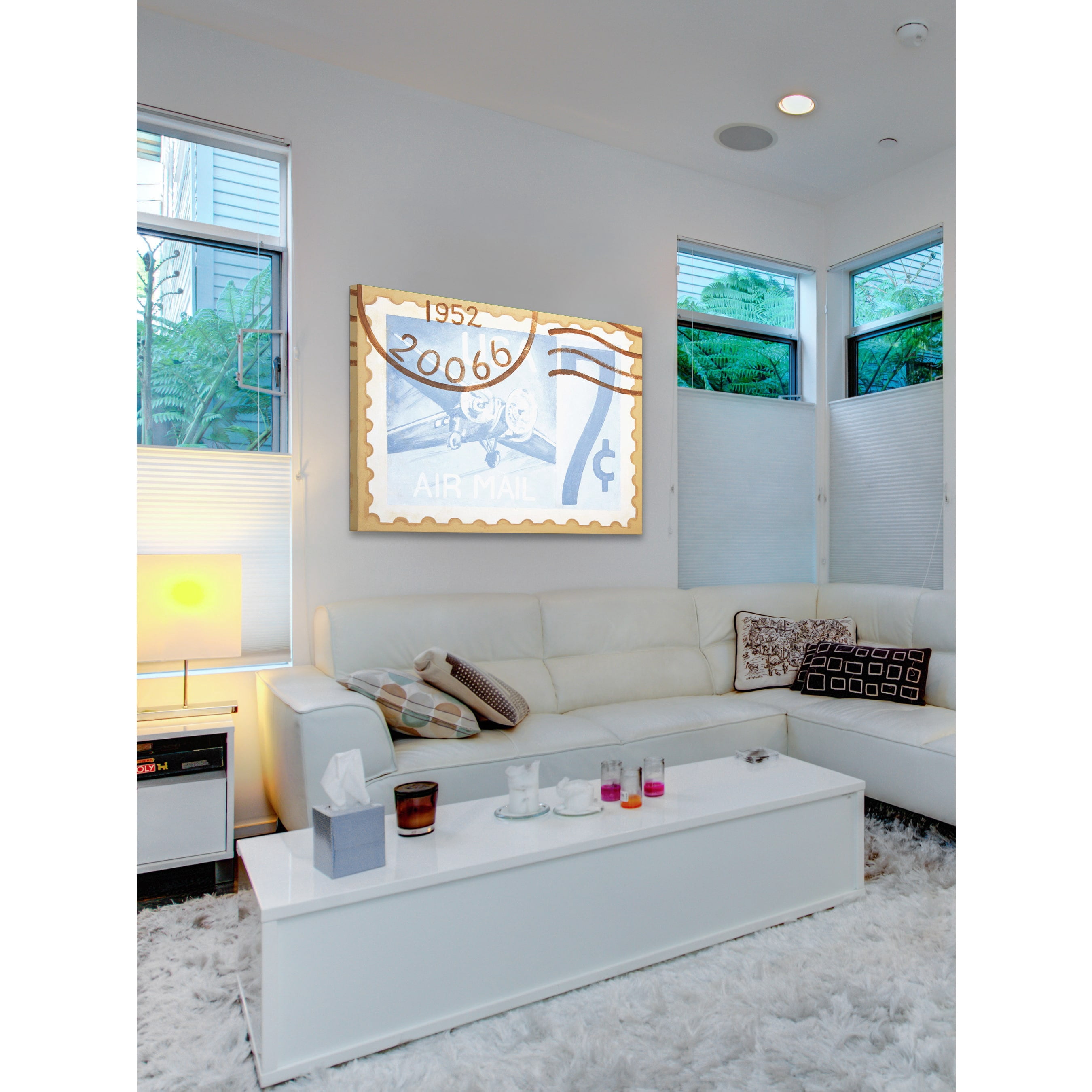Marmont Hill "7 Cent Stamp" by Reesa Qualia Painting Print on Wrapped Canvas
