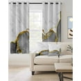 thumbnail image 2 of Gray Gold Marble Blackout Curtains 63 Inches Length, Modern Abstract Marble Crack Texture Window Treatment Thermal Insulated Drapes for Bedroom Living Room 2 Panels 104x63 Inches, 2 of 8