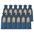 thumbnail image 1 of Uxcell 12pcs Bolsas de Vino de Arpillera, Fundas de Regalo de Vino Reutilizables con Cuerdas y Etiquetas para Bodas, Azul, 1 of 7