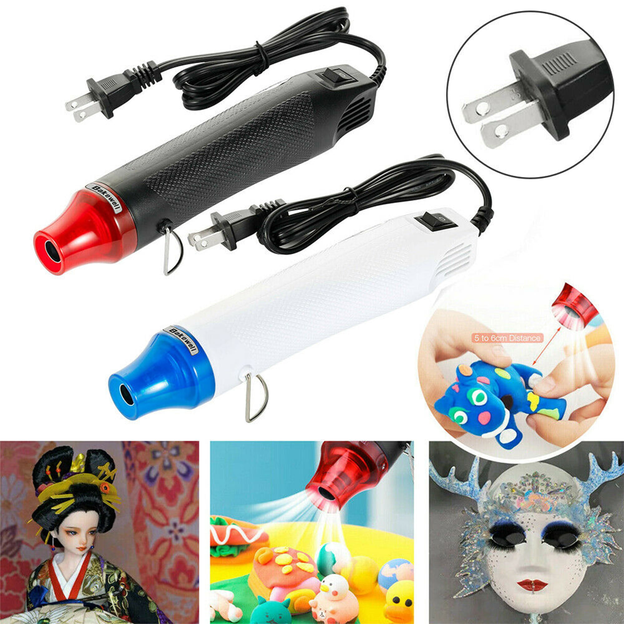 Electric Hot Air Gun, DIY Electric Nozzles Tool, Portable Mini Heat Gun, for DIY, Embossing, Crafts, Shrink Wrap, Drying Paint, White