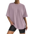 thumbnail image 1 of MPWEGNP T-Shirt Ample à Manches Courtes Col Rond pour Femmes Été Décontracté Violet m, 1 of 3