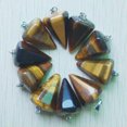 thumbnail image 2 of HOOUN 12pcs/lot Natural Tiger Eye Stone Cone Hexagonal Pendulum Pendant Bead 22x15mm, 2 of 3